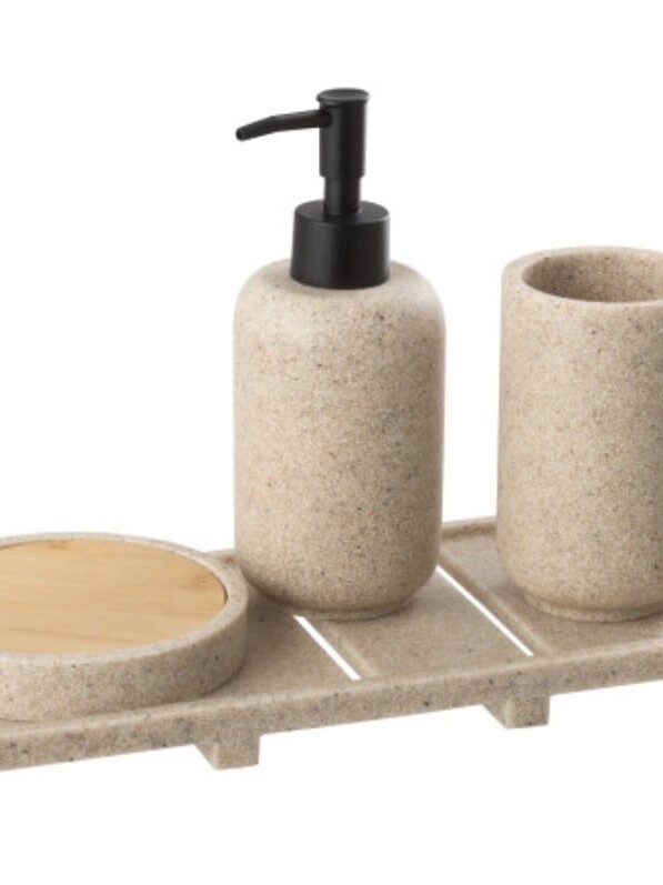 Set De Distributeur De Savon On Tray Beige