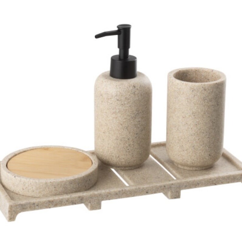 Set De Distributeur De Savon On Tray Beige