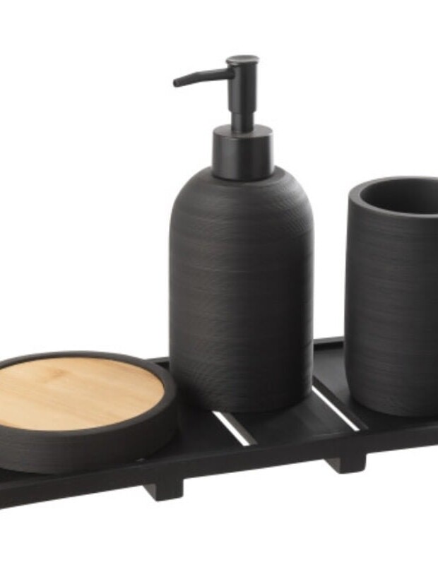Set Distributeur Savon On Tray Noir