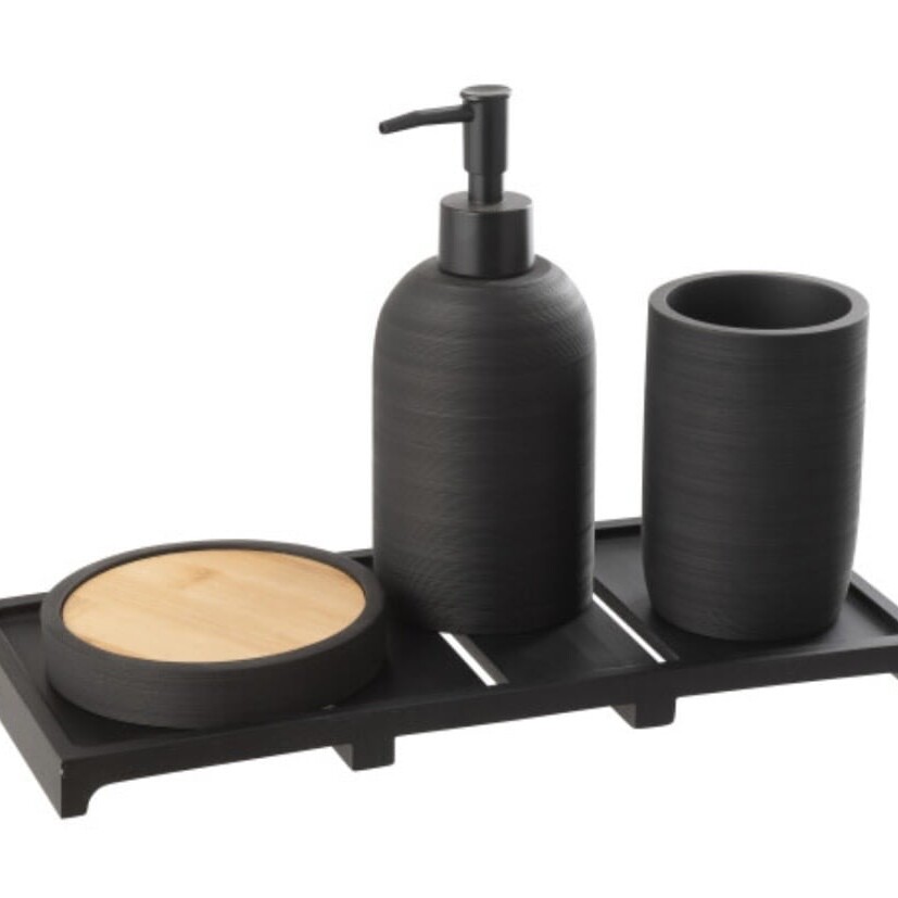 Set Distributeur Savon On Tray Noir
