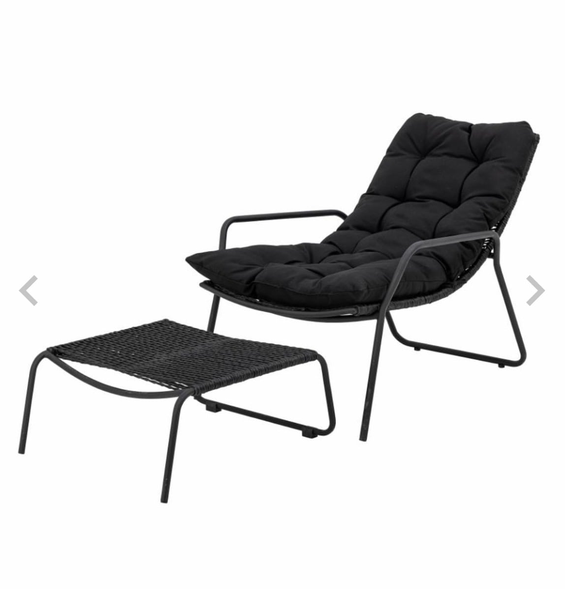 Boel Chaise Longue Avec Tabouret Et Coussin Confort Noir Lavable