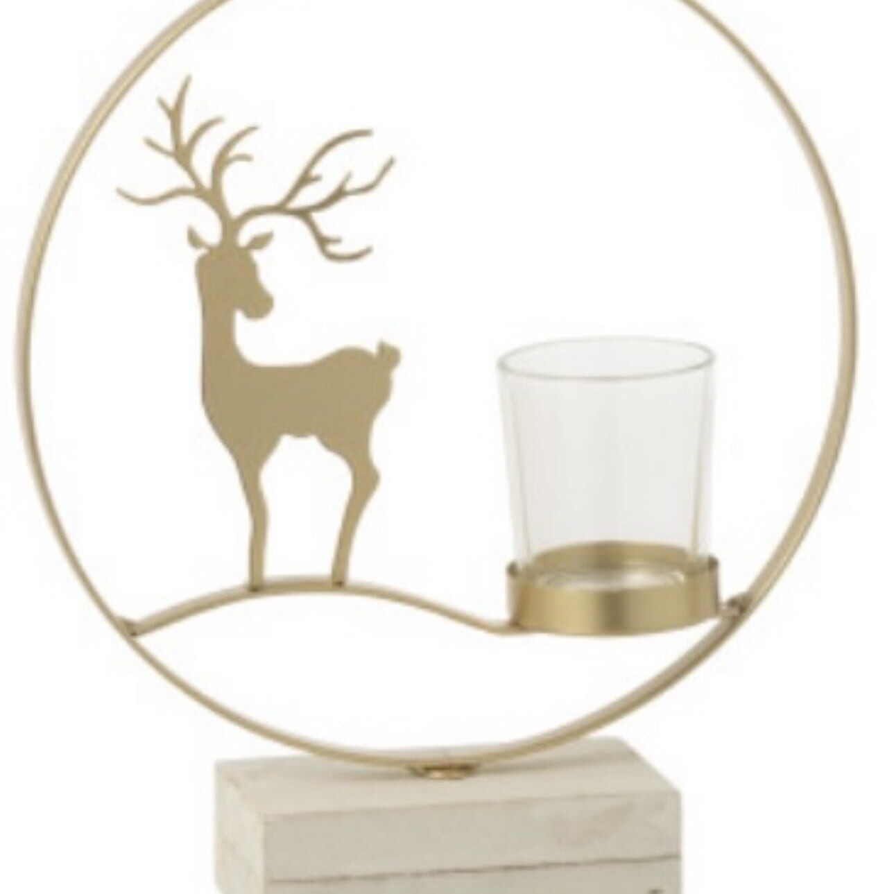 Photophore Rond Renne Bois /Dore Metal
