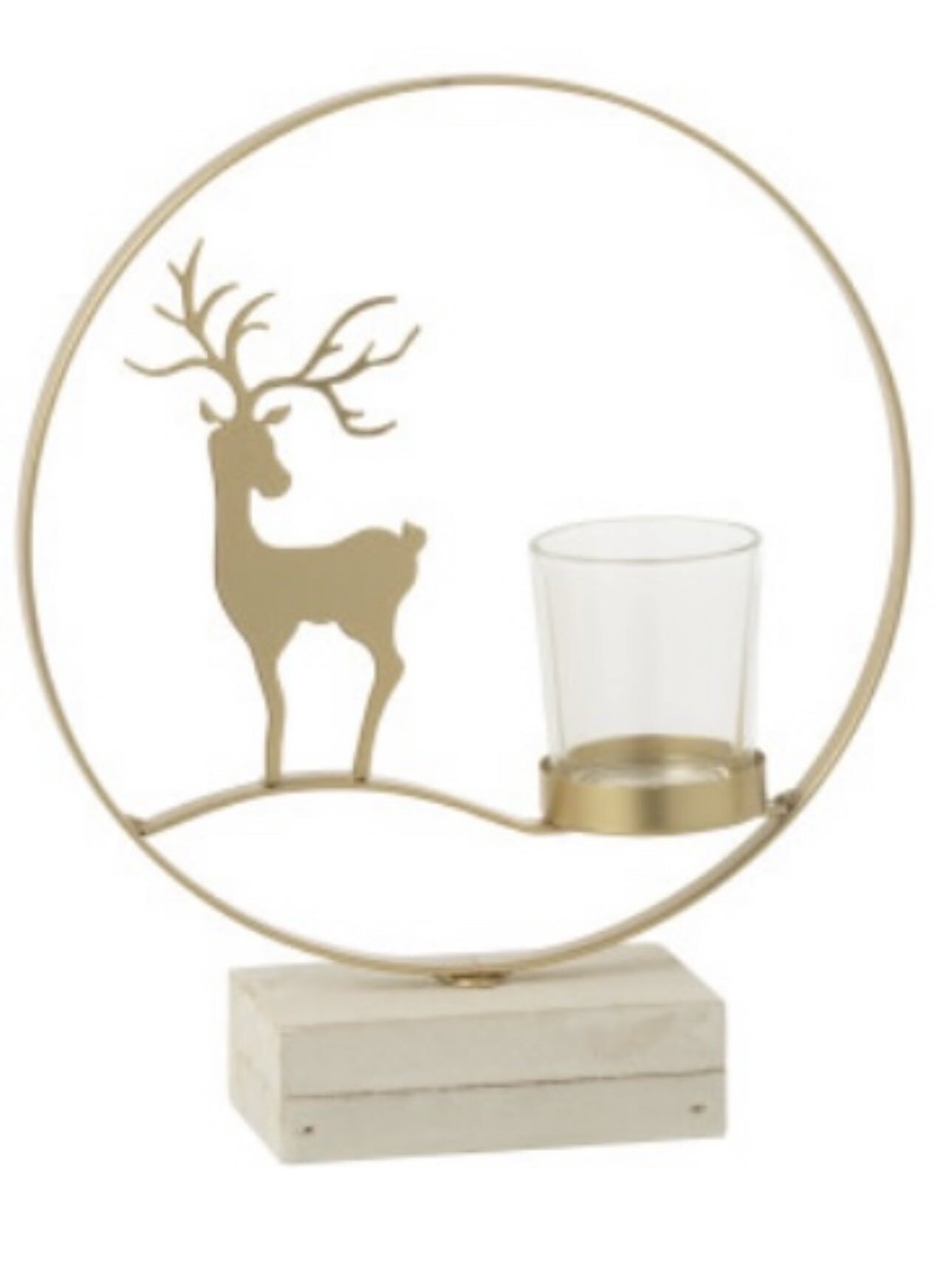 Photophore Rond Renne Bois /Dore Metal