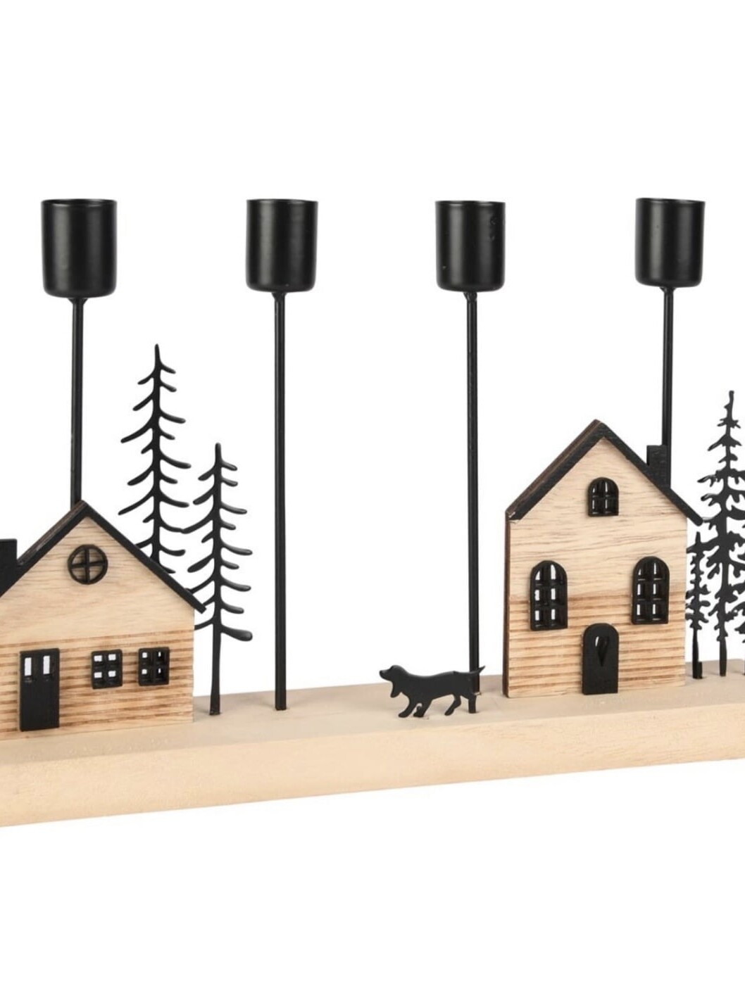 Porte Bougies Maison Bois/Metal