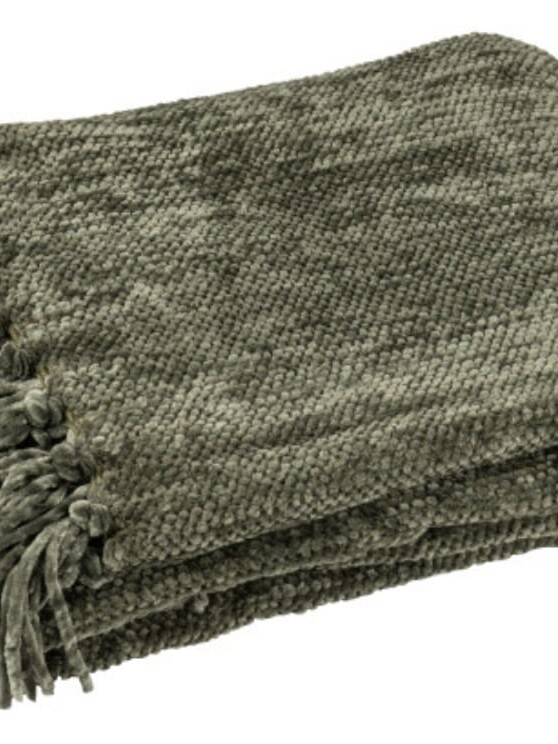 Plaid Chenille Vert Mousse