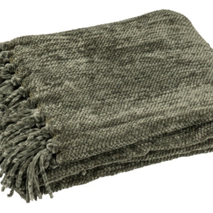 Plaid Chenille Vert Mousse